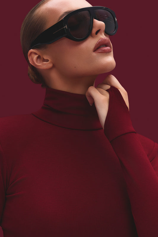 Élise Turtleneck Top - Bordeaux